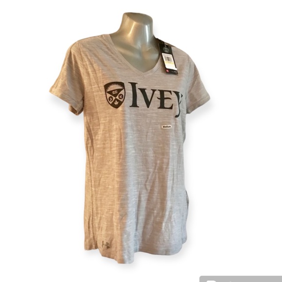 New Under Armour women's Tech V-neck T-shirt top training gear Grey Size Medium - Picture 6 of 7